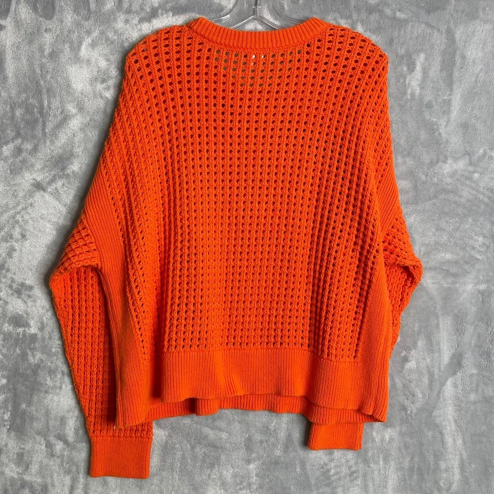 Old Navy Open Stitch Sweater Women Plus Size 2X Warm Sunset Orange Dolman Sleeve
